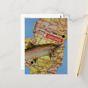 Fish Map Collage Briefkaart