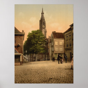 Fish Market and New Church, Delft, Nederland Poster
