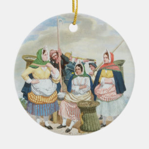 Fish Market by the Zee, c.1860 (olie op canvas) Keramisch Ornament