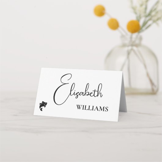 Fish Menu Modern Script Wedding Place Cards (Voorkant)
