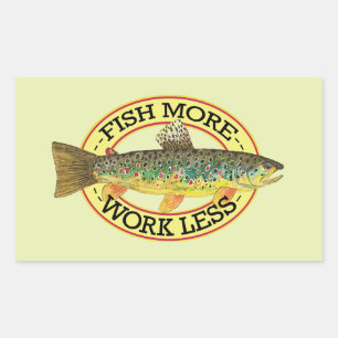 FISH MORE - WERK MINDER Bruine forel Visser's Rechthoekige Sticker