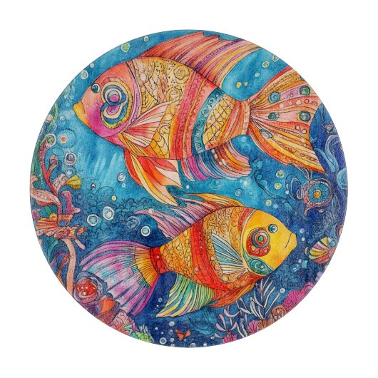 Fish Ocean Whimsical 7 Snijplank (Voorkant)
