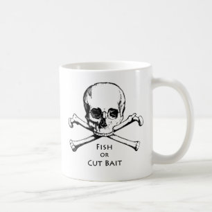 "Fish or Cut Bait" Jolly Roger Pirate Logo Koffiemok
