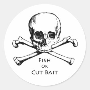 "Fish or Cut Bait" Jolly Roger Pirate Logo Ronde Sticker