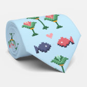 Fish & Papyrus Pixel Art Flower Stropdas (Opgerold)
