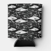 Fish Pattern Fisher Gift Black Blikjeskoeler (Voorkant)