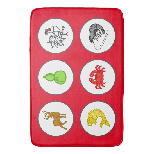Fish Prawn Crab Game Bath Mat - Red (Voorkant Verticaal)