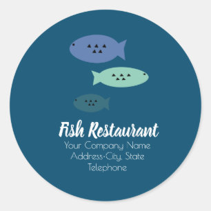 Fish Restaurant Shop Vist Business Label