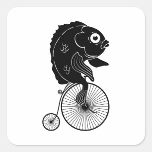 Fish Riding a Bike Vierkante Sticker