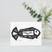 Fish Stick Linocut Design Briefkaart (Staand voorkant)