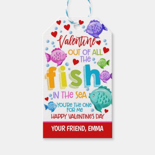 Fish Valentijn Favor Tag Cadeaulabel (Voorkant)