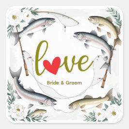 Fish Wedding thema voor liefhebbers van vissen Vierkante Sticker