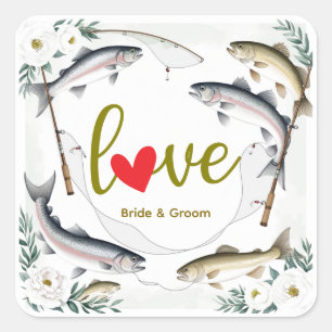 Fish Wedding thema voor liefhebbers van vissen Vierkante Sticker