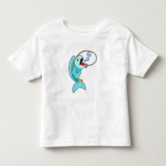 Fish with Fishing rod Kinder Shirts (Voorkant)