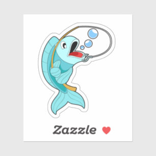 Fish with Fishing rod Sticker
