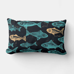 Fish Woodcut Sierkussen Kussen
