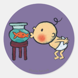 Fishbowl kisses Oranje goudvis Ronde Sticker