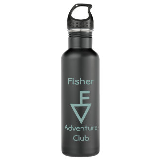 Fisher Adventure Club - Lichte Blauwgroen Logo Waterfles