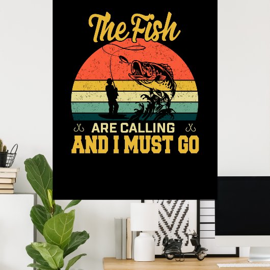 Fisher Art de vis roept Poster (Thuiskantoor)