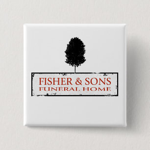 Fisher en Sons Funeral Home Vierkante Button 5,1 Cm