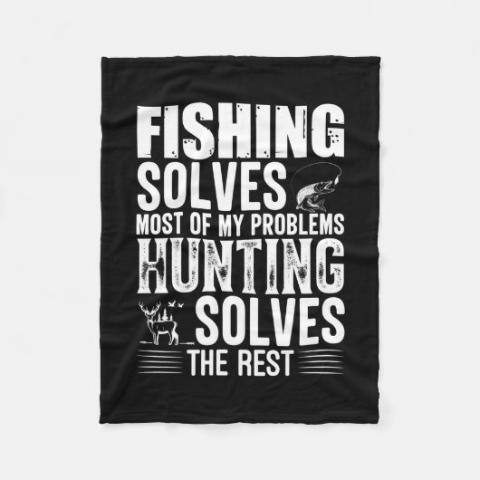 Fisher Fishing Solves Most Of My Problems Fleece Deken (Voorkant)