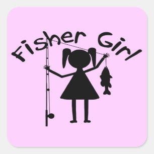 FISHER GIRL VIERKANTE STICKER