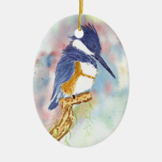 Fisher King, Kingfisher waterverf Keramisch Ornament (Voorkant)