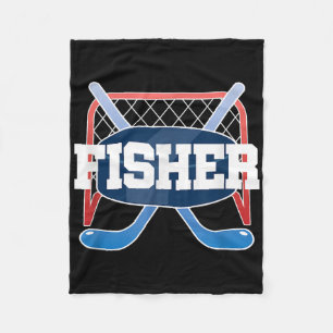 Fisher Naam Jongens Hockey Spelen IJsbaan Veld Sti Fleece Deken