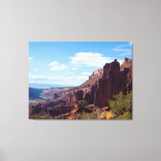 Fisher Towers en de Colorado rivier in Utah Canvas Afdruk