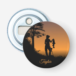 Fisher Woman at Dusk Personal Button Flesopener