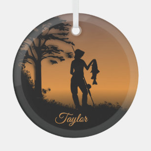 Fisher Woman at Dusk Personal Glas Ornament