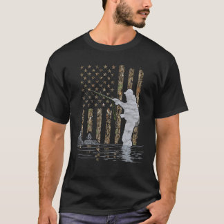 Fisherman American Flag Camouflage Vist Gift T-shirt