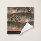 Fisherman Brook Forel Vis Ontwerp Zwart Wit Roest Bad Handdoek (Wasdoekje)