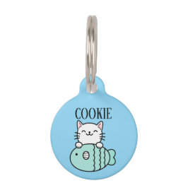 Fisherman Cat Pesonalized  Huisdierpenning