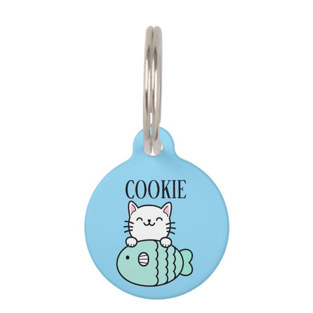 Fisherman Cat Pesonalized  Huisdierpenning (Voorkant)