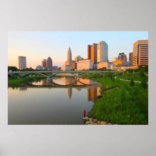 Fisherman en Columbus Skyline, Ohio Poster (Voorkant)