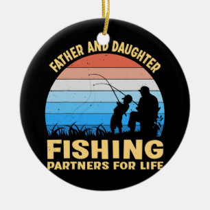 Fisherman Father en Daughter Vist partners Keramisch Ornament