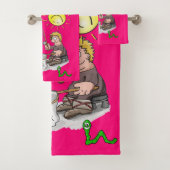 Fisherman Fish Sun Bathroom Towel sets Bad Handdoek (Insitu)