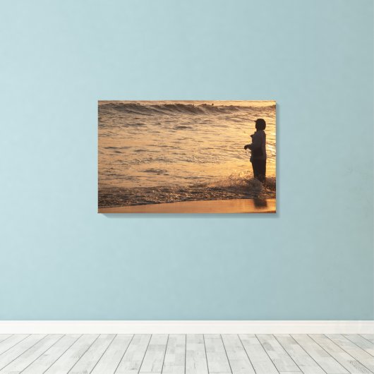 Fisherman in Bali, Indonesia - Canvas Art Print (Insitu (Houten vloer))