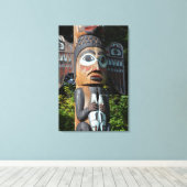 Fisherman on Totem Pole, Alaska Canvas Afdruk (Insitu (Houten vloer))