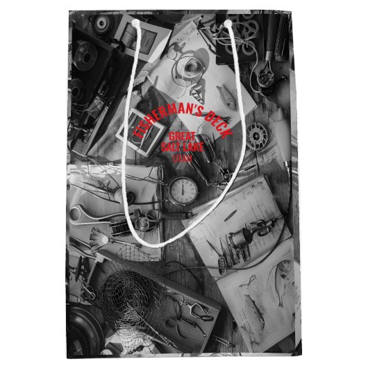 Fisherman’s Deck Black and White Gift Bag Medium Cadeauzakje (Voorkant)