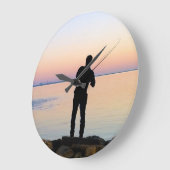 Fisherman Silhouette Vist Grote Klok (Hoek)
