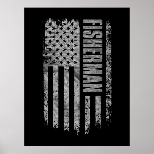 Fisherman USA Flag Distressed design Poster (Voorkant)