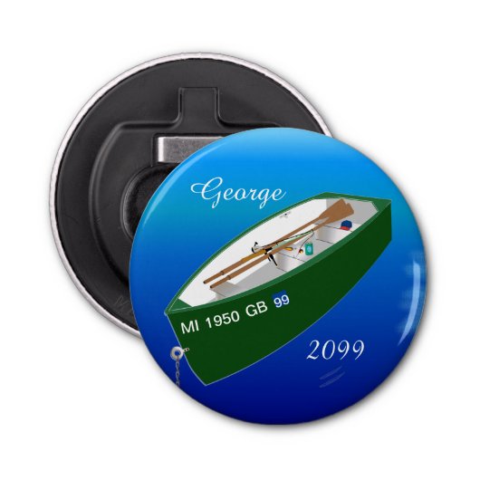 Fisherman Vist Row Boat Rod Magnetic Button Button Flesopener (Voorkant)