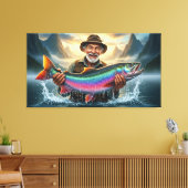 Fisherman's Big Fish Catch Fishing Canvas Afdruk (Insitu (Woonkamer))