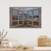Fishermans Wharf 6 Pane Open Window Poster (Keuken)