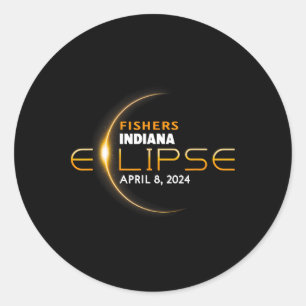 Fishers Indiana Totale Zonsverduistering 2024 Ronde Sticker