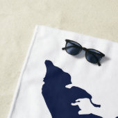 Fishers Island Beach Handdoek – Blauw/Wit (In situ)