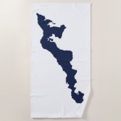 Fishers Island Beach Handdoek – Blauw/Wit (Voorkant)