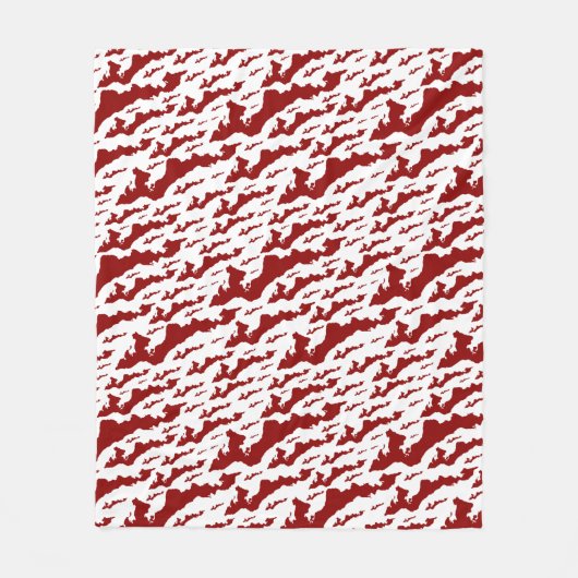 Fishers Island Fleece Deken – Rood/Wit (Voorkant)
